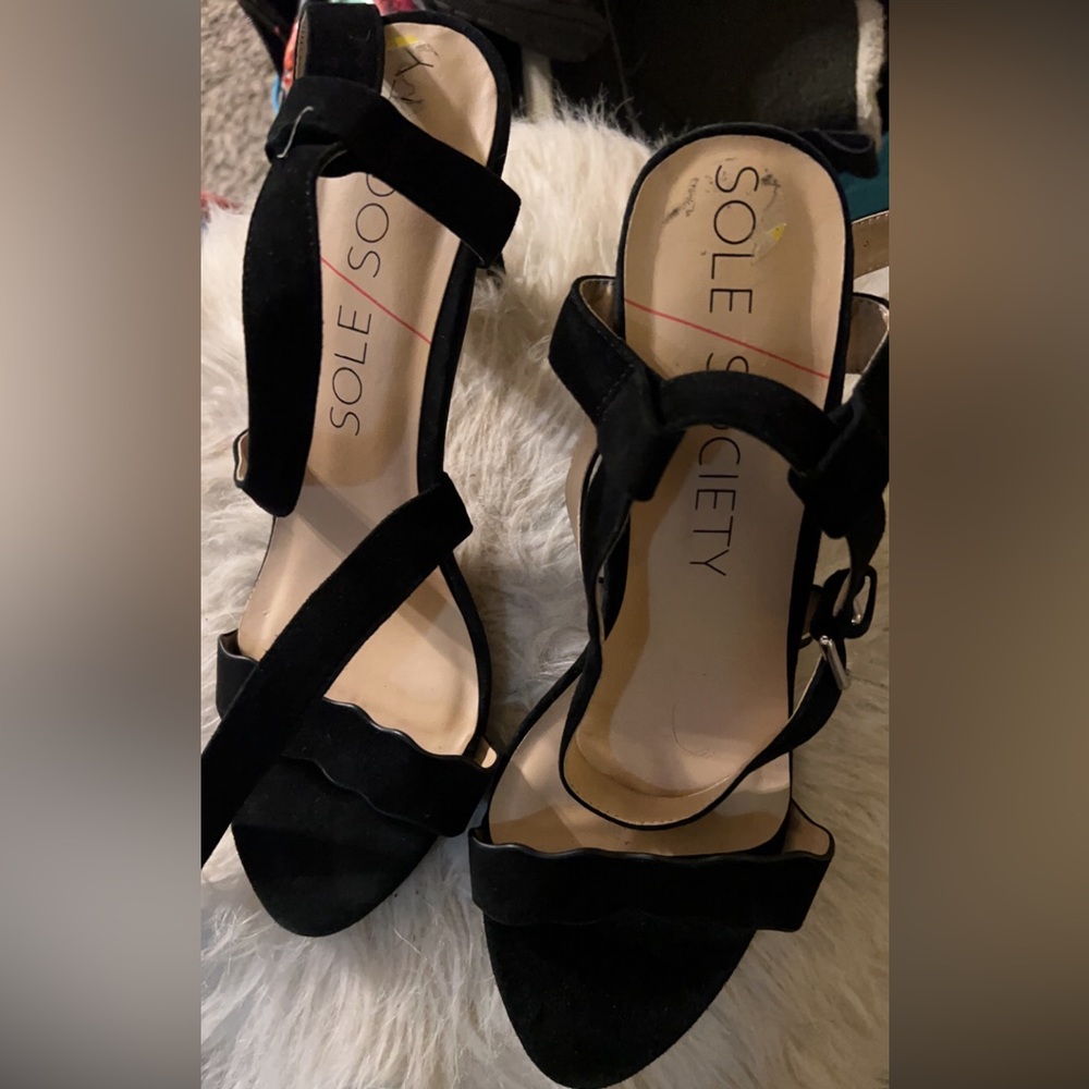 Sole Society black peep toe heel sandals